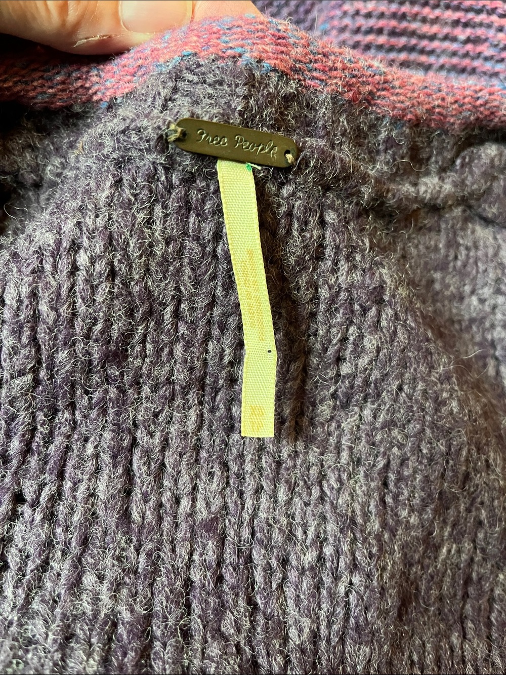 FREE PEOPLE XS Purple Wool Angora Button Up Long Fit Cardigan Sweater A-Line - Picture 5 of 7